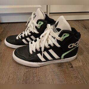 Adidas Black and White High-Top Sneakers Size 6.5